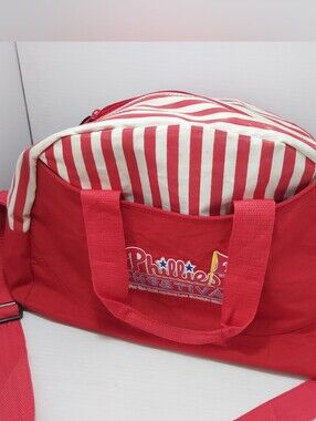 Philadelphia Phillies Red Striped Duffle Bag 16.5"×7"×11"